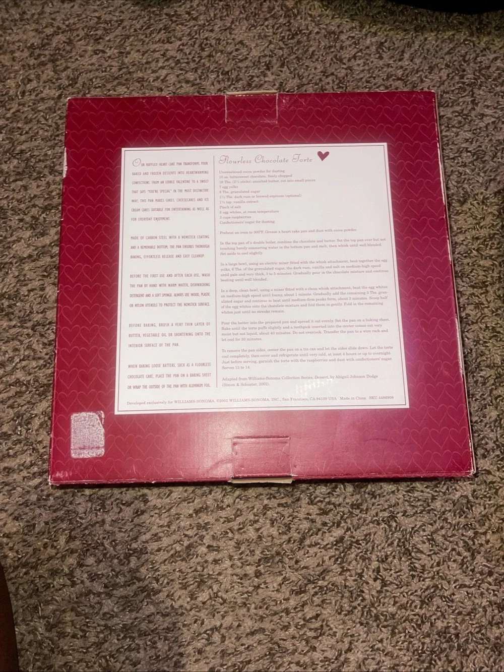 Williams Sonoma Ruffled Heart Cake Pan in Red Packaging